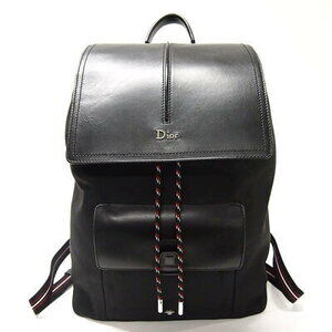 DIOR HOMME Leather Nylon Backpack Black BEE MOTION Bag